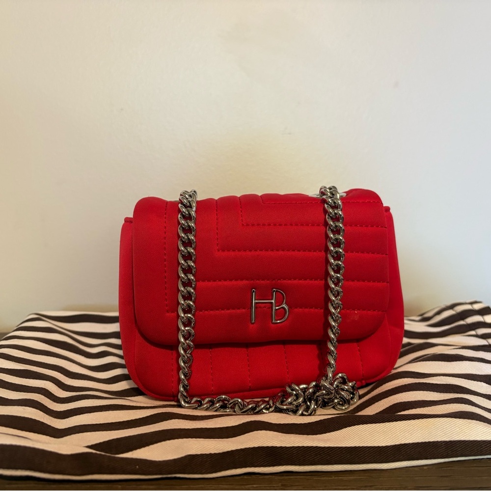 Quilted Red Shoulder Bag with Chain Strap